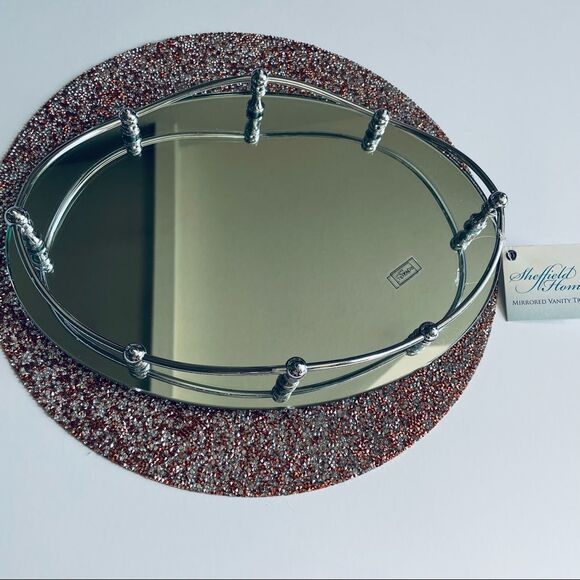 Unique vintage Sheffield Home mirrored vanity tray Brand New